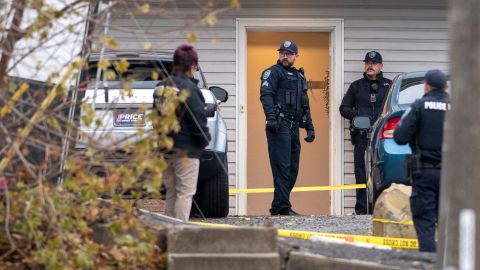 Officers investigate a homicide at an apartment complex south of the University of Idaho campus on Sunday, November 13.