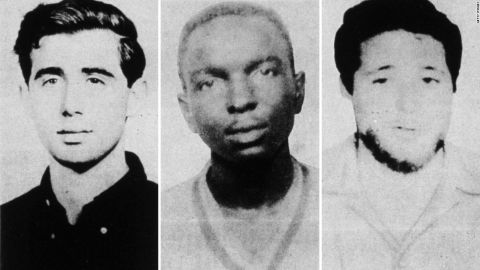 Andrew Goodman, left, James Chaney, center, and Michael Shwerner, right, were killed in the summer of 1964.