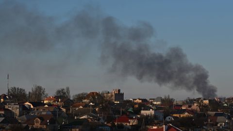 Smoke over Kherson on December 14. Russian shelling on the city in recent days has left it 
