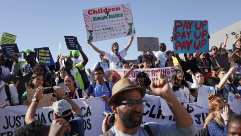 Protesters demonstrate  during the UN's COP27 climate conference in November in Sharm el-Sheikh, Egypt.