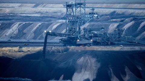 An excavator operates in RWE's Garzweiler II lignite mine on January 5.