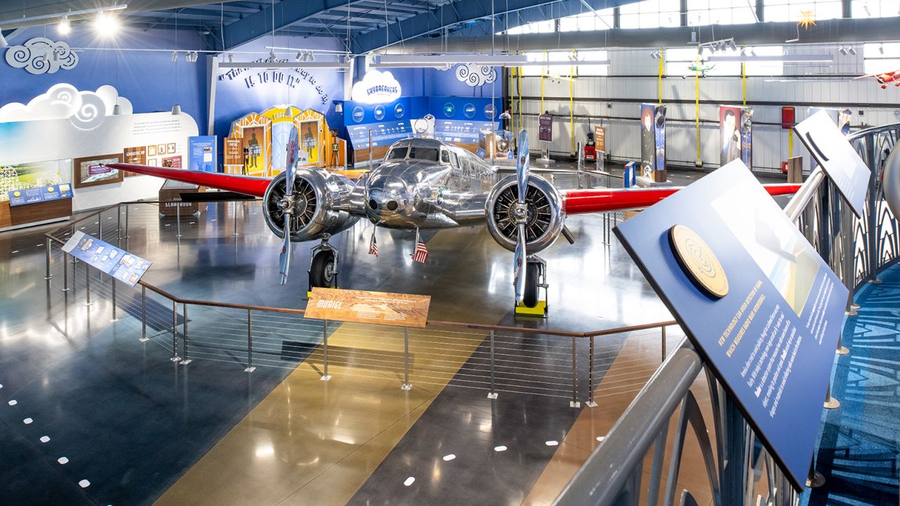 The one-of-a-kind Lockheed Electra 10-E plane on display at the Amelia Earhart Hangar Museum.