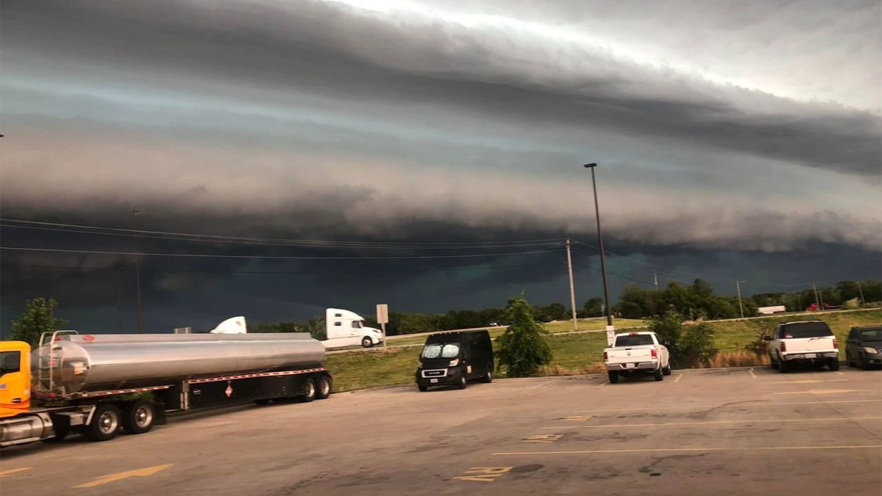 The thunderstorm complext passed through Greenup, Illinois, early Thursday afternoon. Zac Canteloupe, who took this photo, said he was 