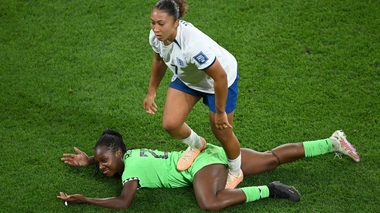 England were reduced to 10 players after Lauren James was sent off.