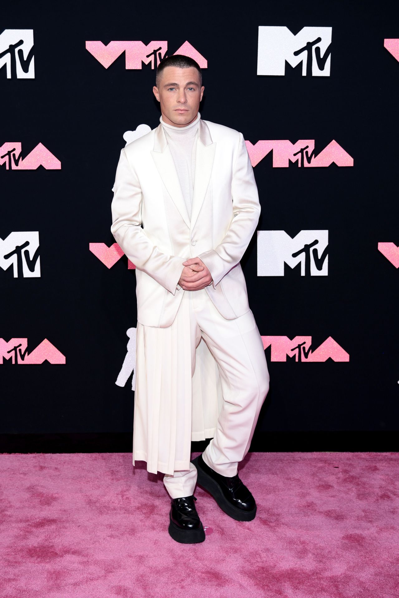 Actor and model Colton Haynes wore an all-white Dior outfit.