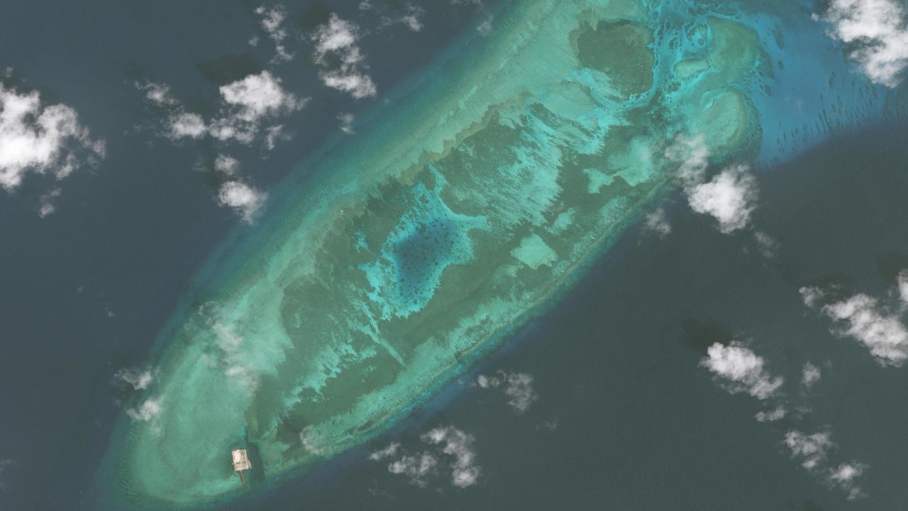 Satellite image of Fiery Cross Reef in the Spratly Islands group captured on March 29, 2009.