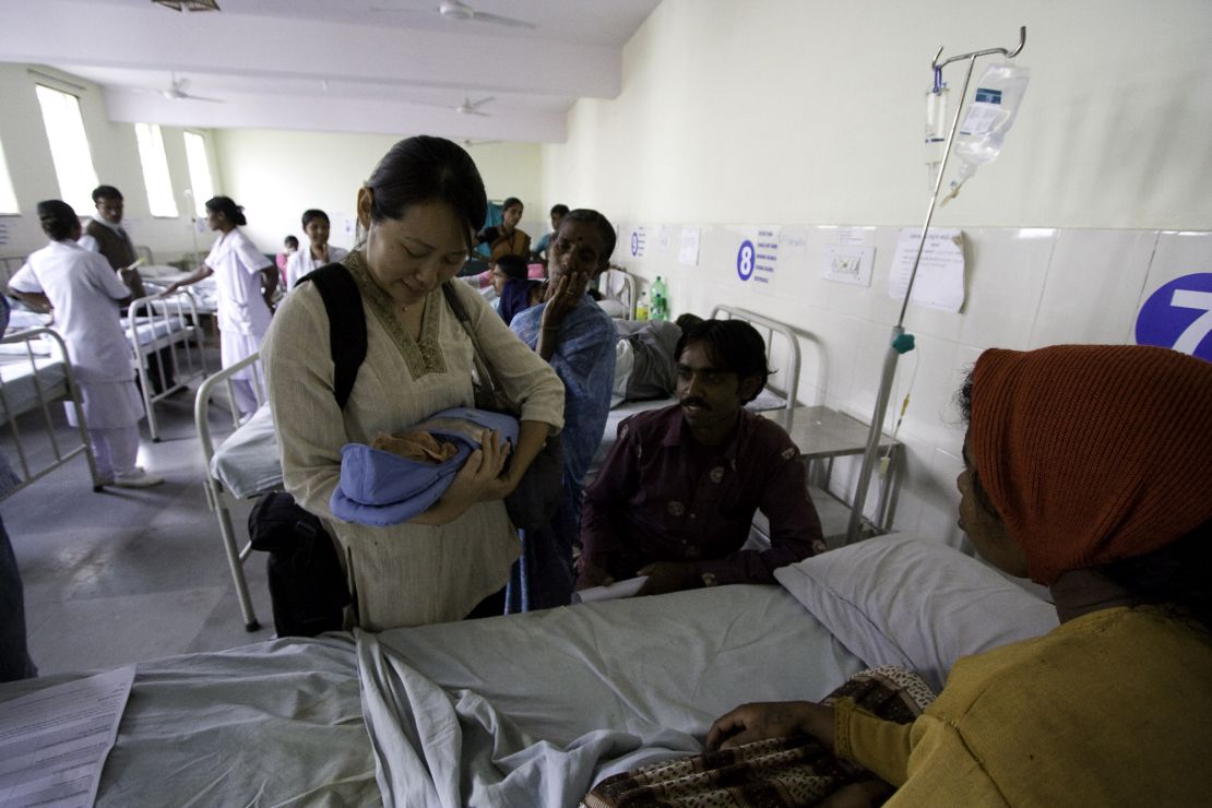 Embrace Global founder Jane Chen at SVYM hospital in Karnataka, India, in 2013.