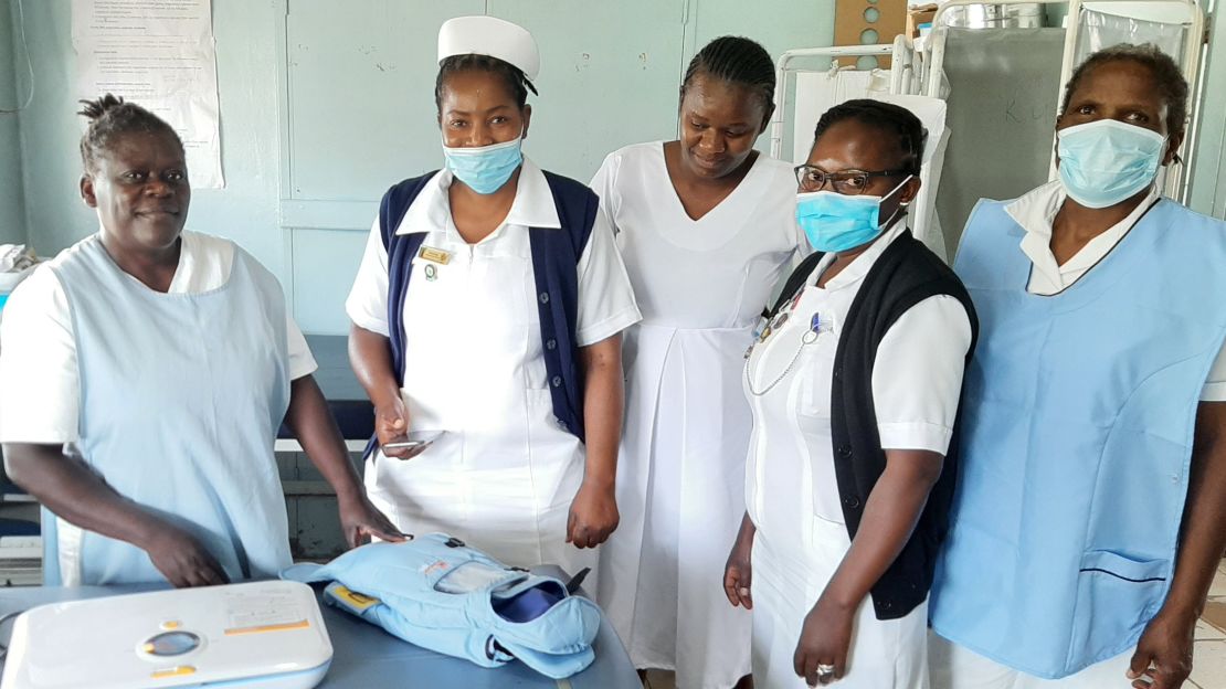 Ambulance midwives after being trained in how to use the Embrace incubators at the Kapiri Mposhi District Hospital in Zambia in 2022.