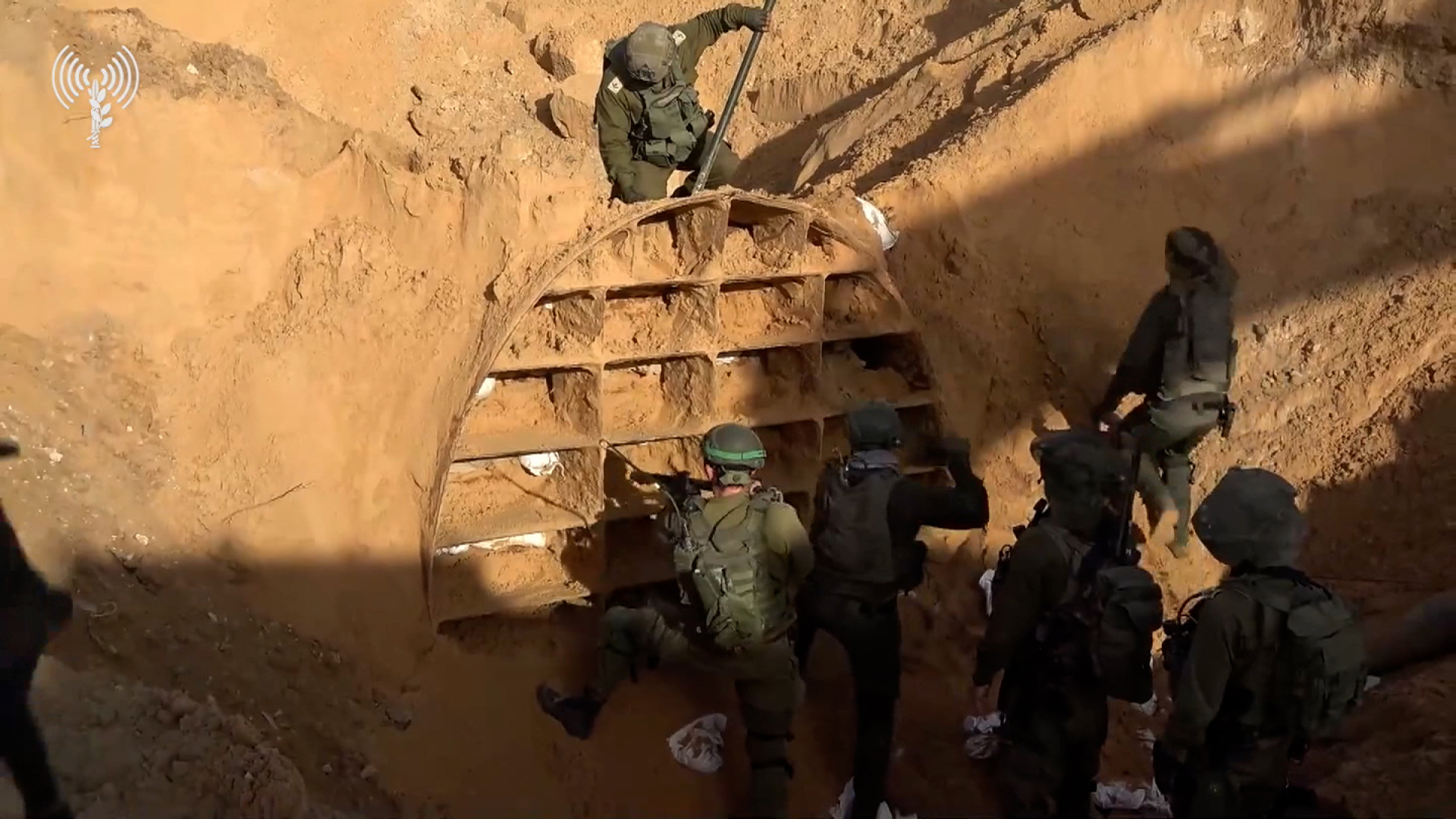 IDF soldiers gain access to a Hamas tunnel in Gaza in this screengrab from an undated video released by the IDF.