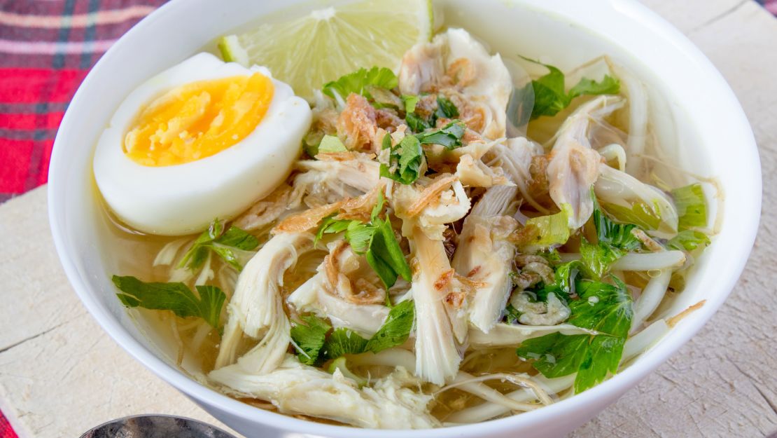 This is chicken noodle soup with an indulgent Indonesian twist.