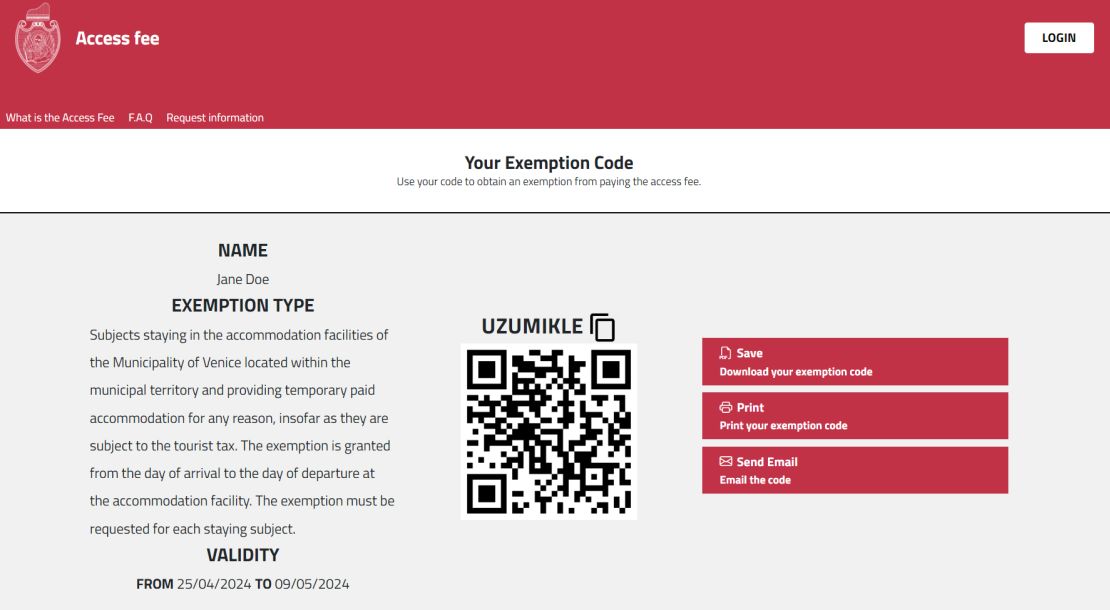 Finally you'll get your QR code for your exemption.