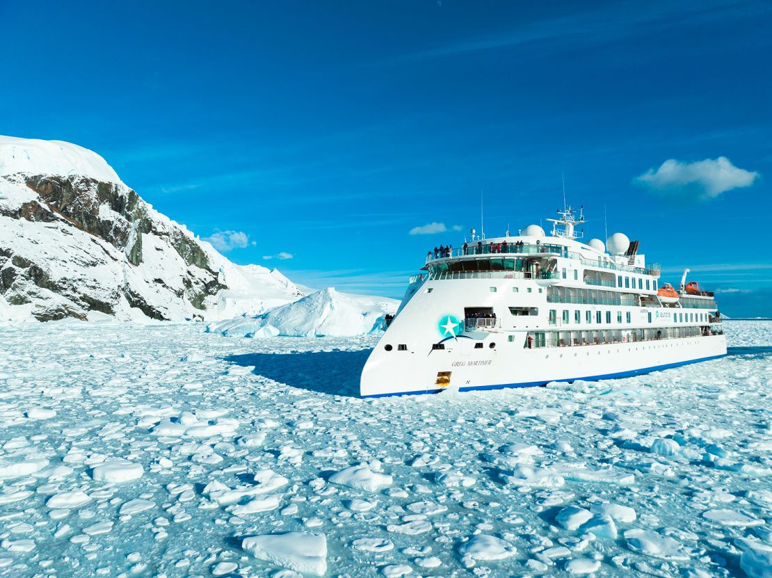 Aurora Expeditions' Greg Mortimer ship has a patented bow to make a Drake crossing more stable.