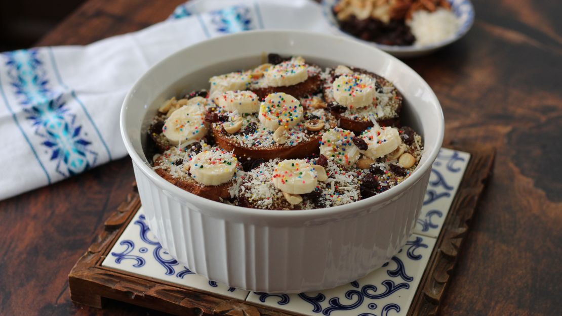 The Mexican dessert capirotada is a next-level bread pudding scented with cinnamon and cloves.